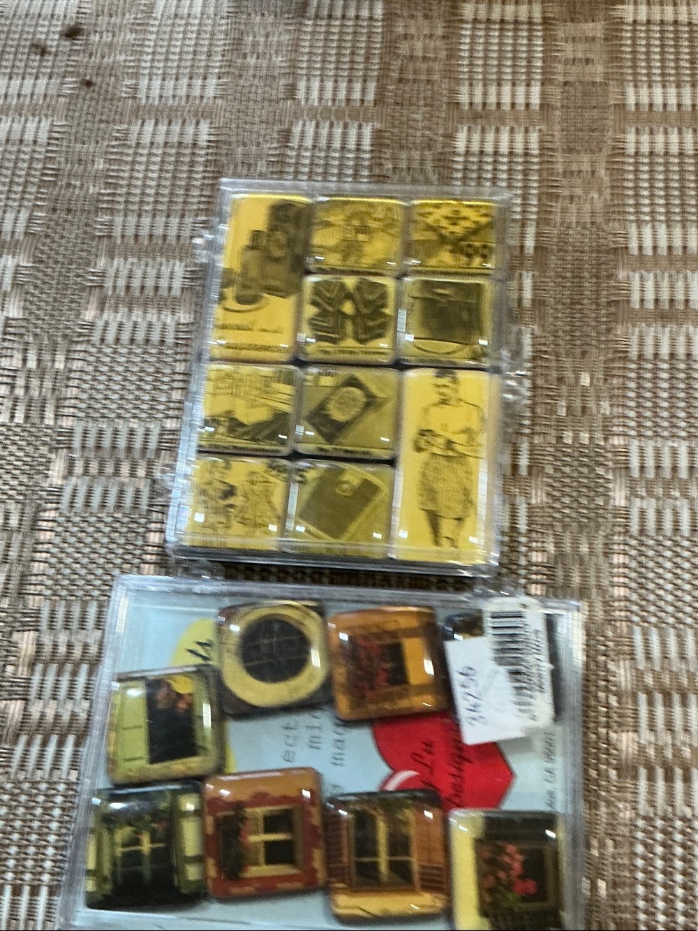 Gold Decorative Glass Tile Magnets - Set of 12